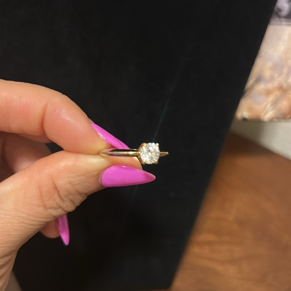 Gold Tone Ring with Diamond Accent Size 9 - Picture 7 of 12